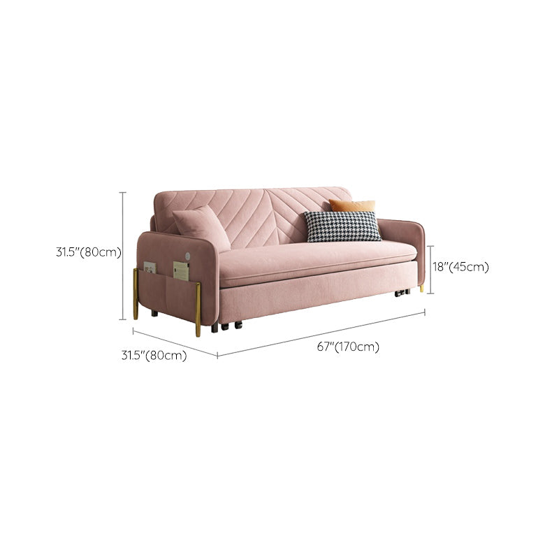 31.49" Wide Pink Sleeper Sofa Velvet Sofa Bed with Detachable Mattress