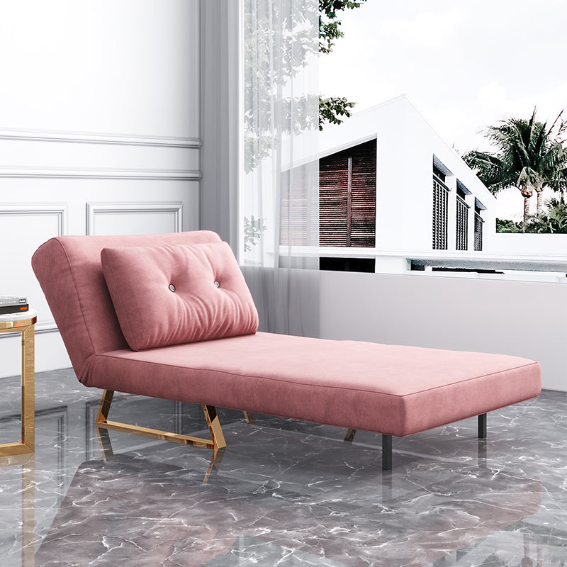 Glam Foldable Futon Frame with Velvet 31.5" Wide Futon Sofa Bed in Pink