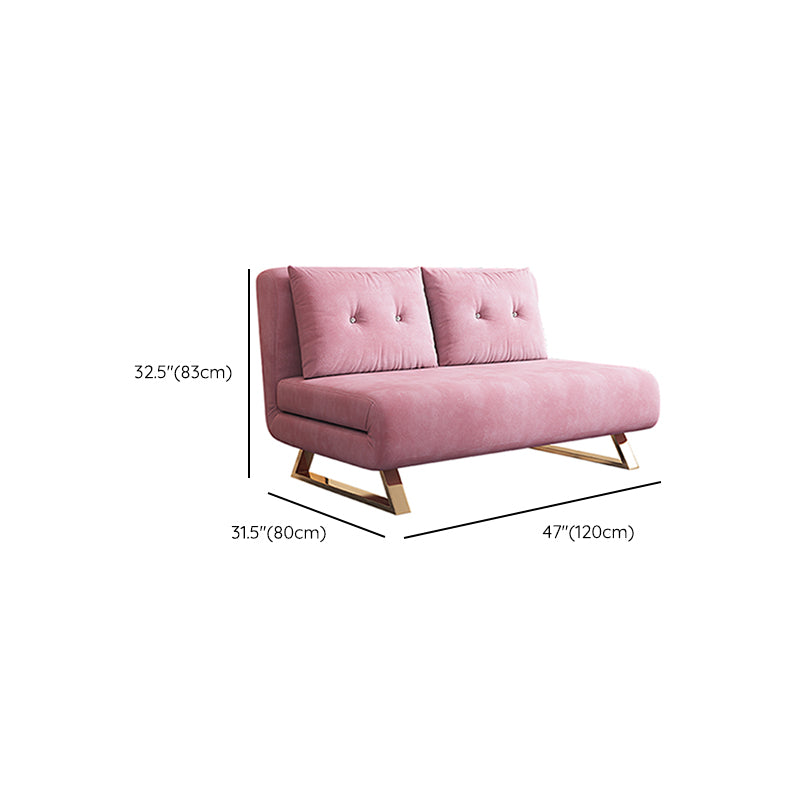 Glam Foldable Futon Frame with Velvet 31.5" Wide Futon Sofa Bed in Pink
