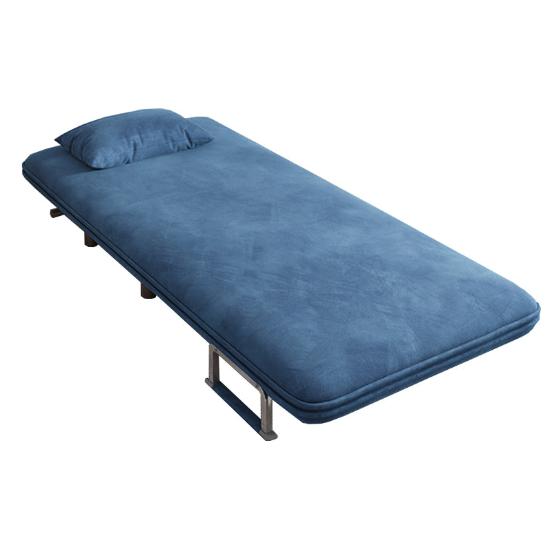 Velvet Sleeper Sofa Blue Scandinavian Foldable Sofa Bed with Pillow Back
