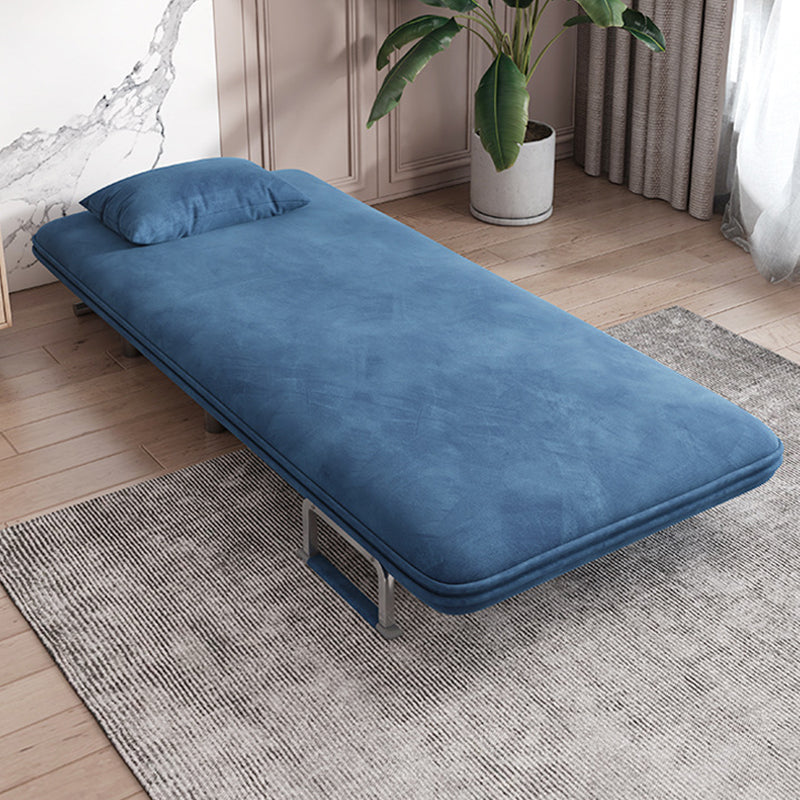 Velvet Sleeper Sofa Blue Scandinavian Foldable Sofa Bed with Pillow Back