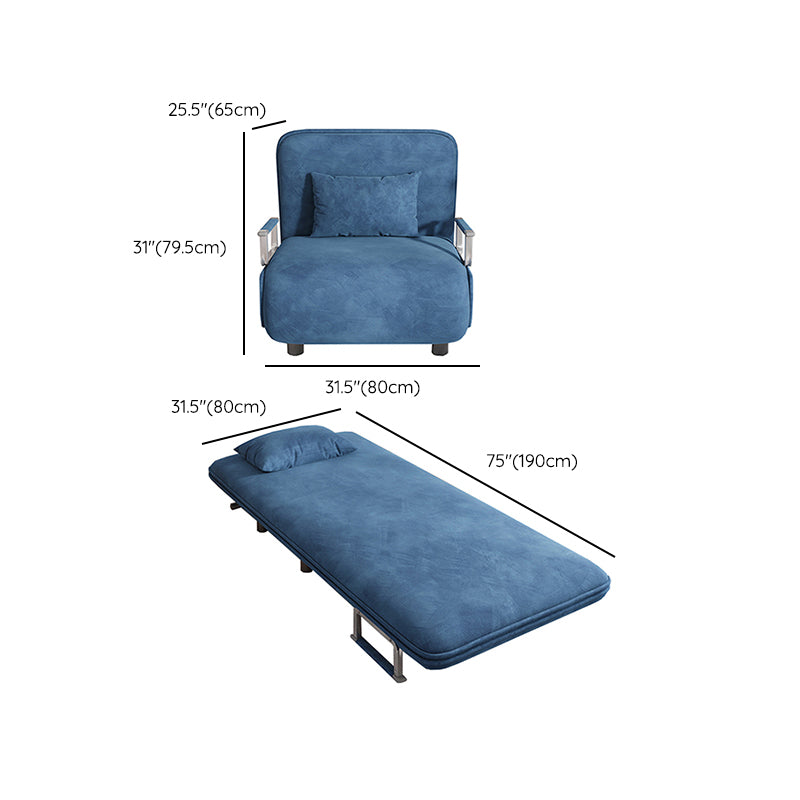 Velvet Sleeper Sofa Blue Scandinavian Foldable Sofa Bed with Pillow Back