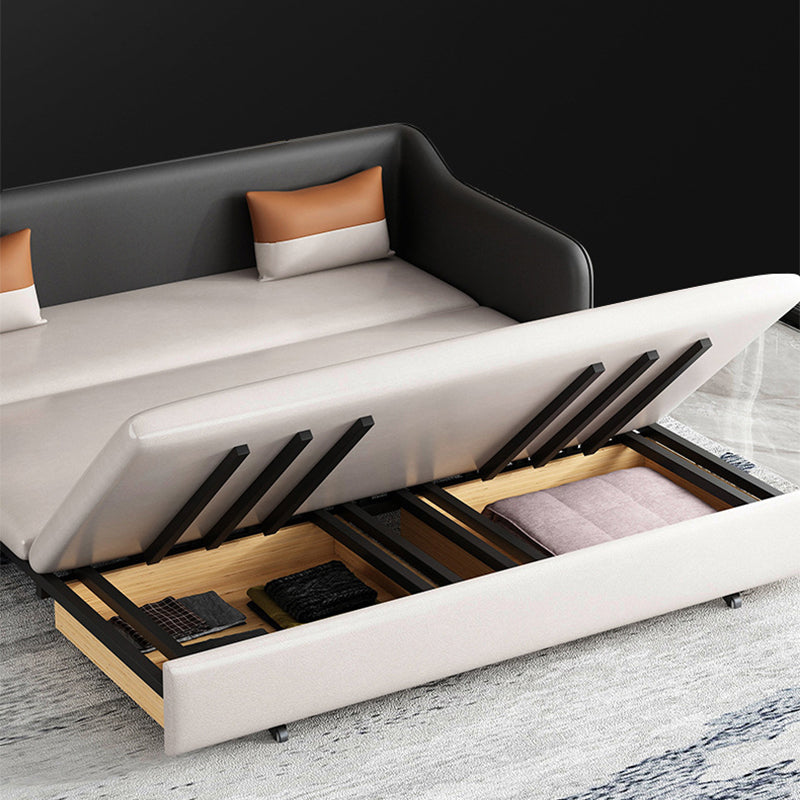 Faux leather Sleeper Sofa 32.28" Wide White Sofa Bed with Cushion Back