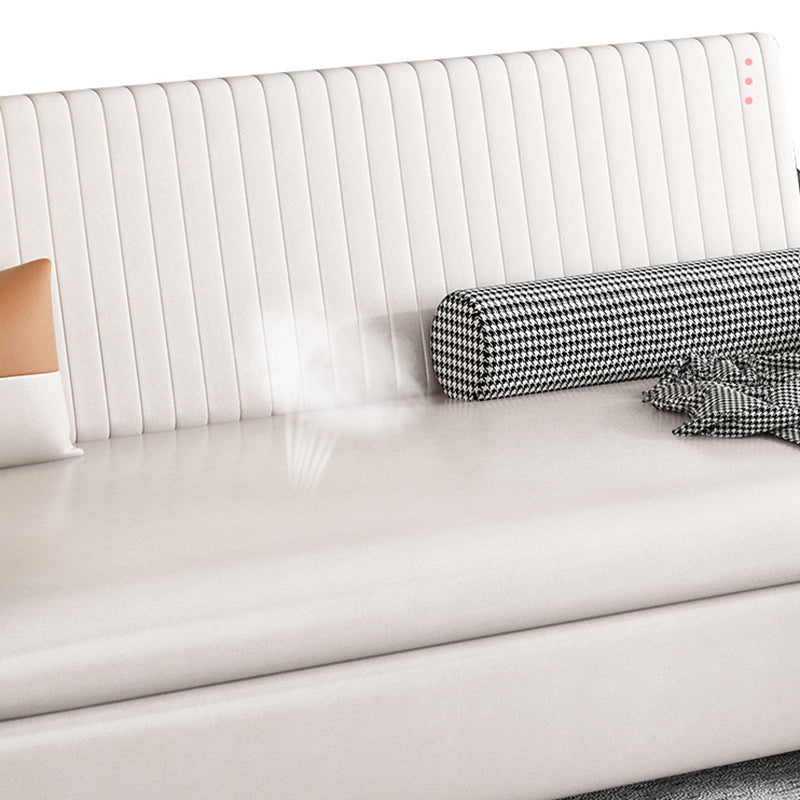 Faux leather Sleeper Sofa 32.28" Wide White Sofa Bed with Cushion Back