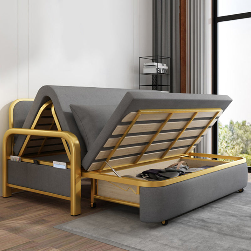 Gray Faux leather Sleeper Sofa 35.43" Wide Foldable Sofa Bed with Cushion Back