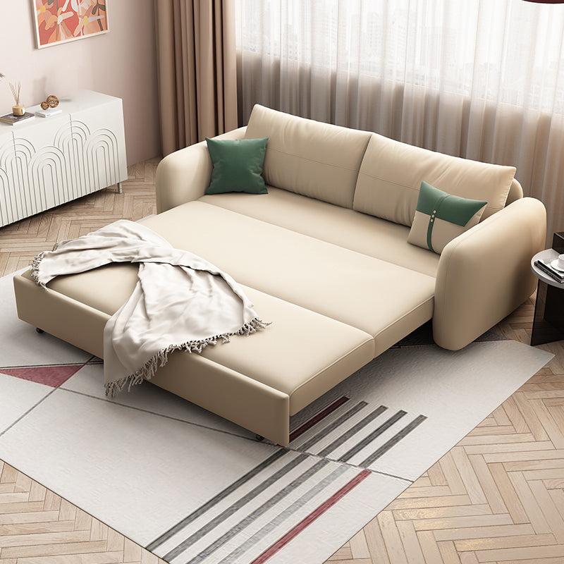 Modern Sofa Bed in Beige 32.5" Wide Microfiber Sofa Bed with Pillow Back