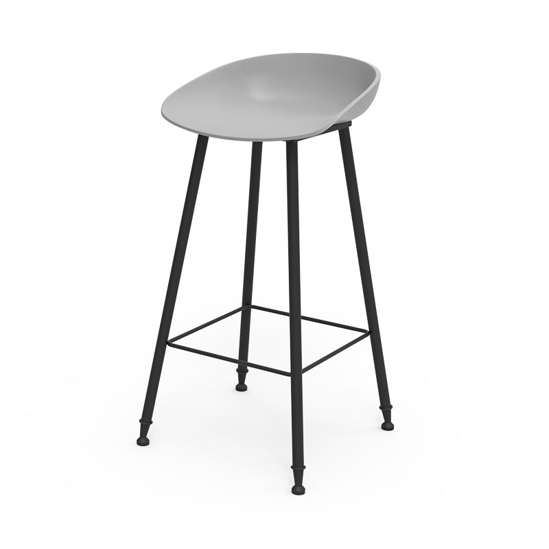 Luxurious Armless Counter High Stool Backrest Metal Bar Stool with Plastic Seat