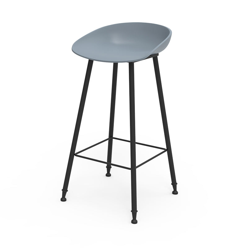 Luxurious Armless Counter High Stool Backrest Metal Bar Stool with Plastic Seat
