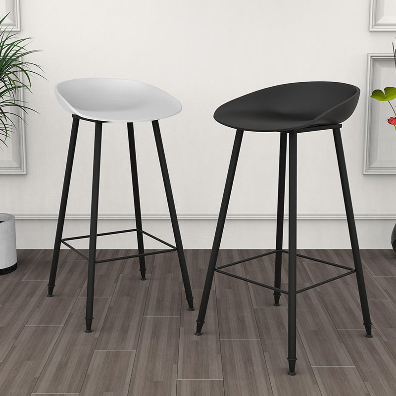 Luxurious Armless Counter High Stool Backrest Metal Bar Stool with Plastic Seat