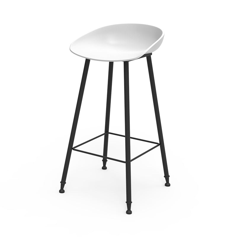 Luxurious Armless Counter High Stool Backrest Metal Bar Stool with Plastic Seat