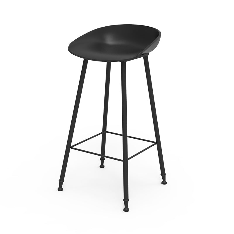 Luxurious Armless Counter High Stool Backrest Metal Bar Stool with Plastic Seat
