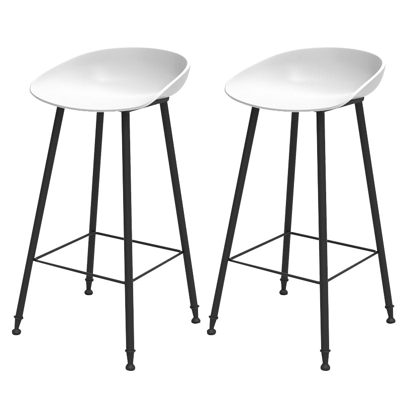 Luxurious Armless Counter High Stool Backrest Metal Bar Stool with Plastic Seat