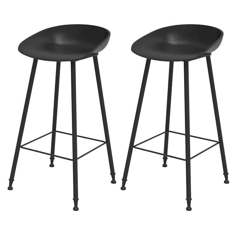 Luxurious Armless Counter High Stool Backrest Metal Bar Stool with Plastic Seat