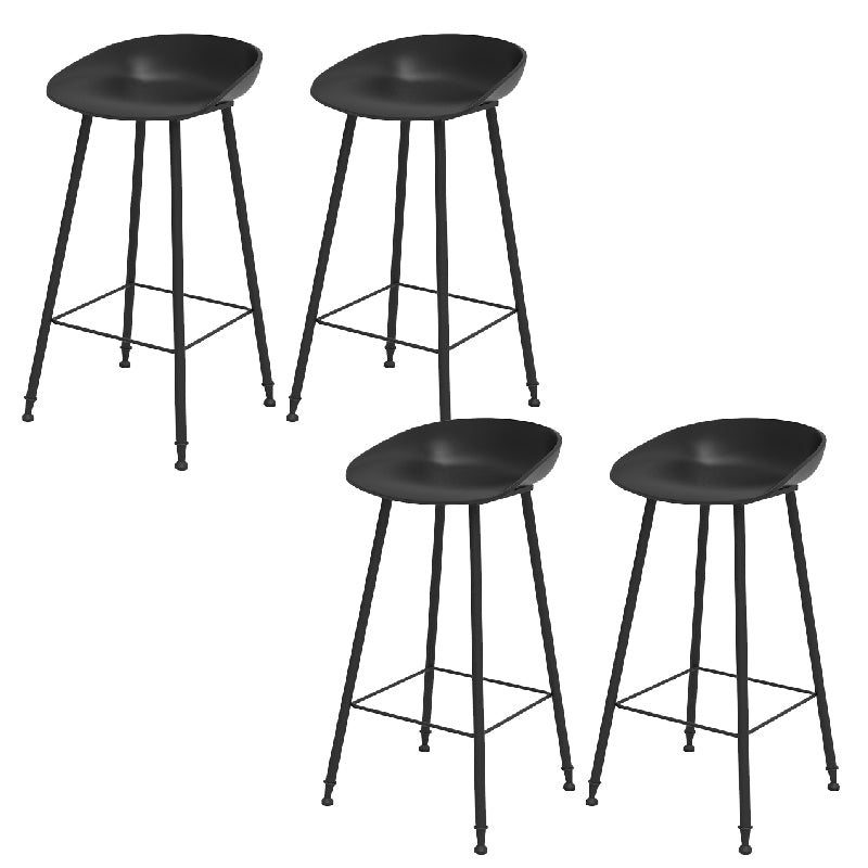 Luxurious Armless Counter High Stool Backrest Metal Bar Stool with Plastic Seat