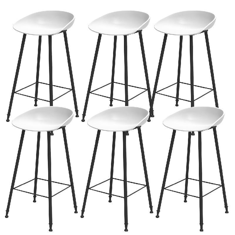 Luxurious Armless Counter High Stool Backrest Metal Bar Stool with Plastic Seat