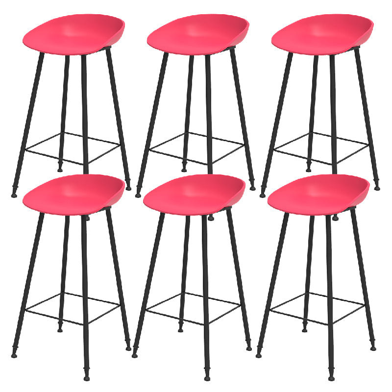 Luxurious Armless Counter High Stool Backrest Metal Bar Stool with Plastic Seat