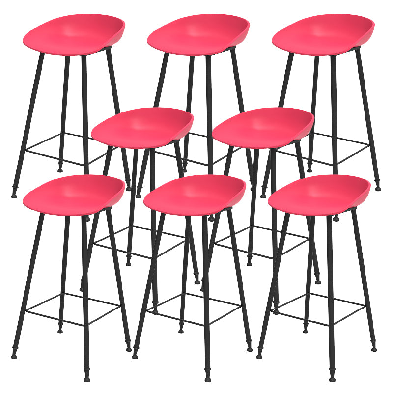 Luxurious Armless Counter High Stool Backrest Metal Bar Stool with Plastic Seat