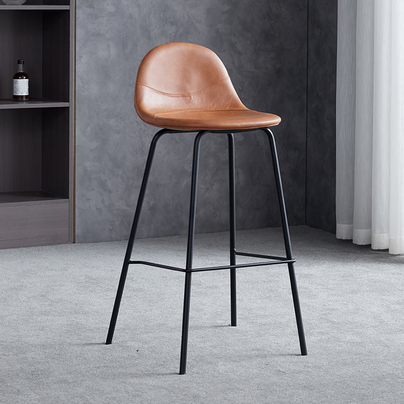Modern Style Armless Counter Stool Faux Leather Low Back Bar Stool for Indoor