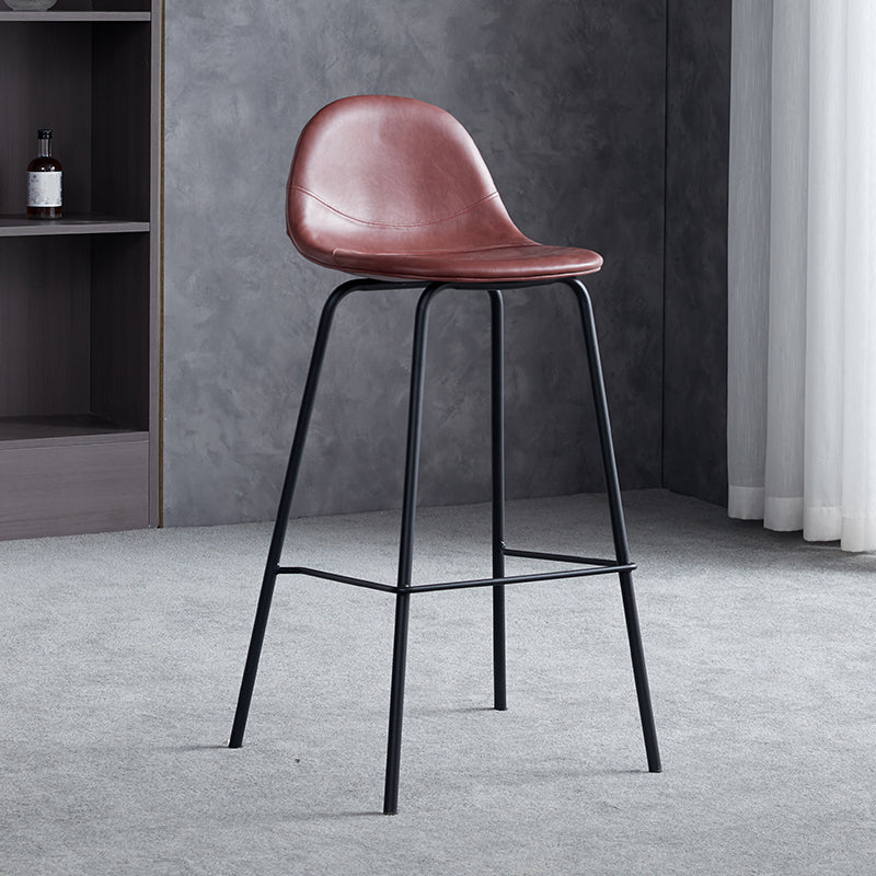 Modern Style Armless Counter Stool Faux Leather Low Back Bar Stool for Indoor