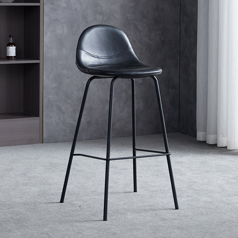 Modern Style Armless Counter Stool Faux Leather Low Back Bar Stool for Indoor
