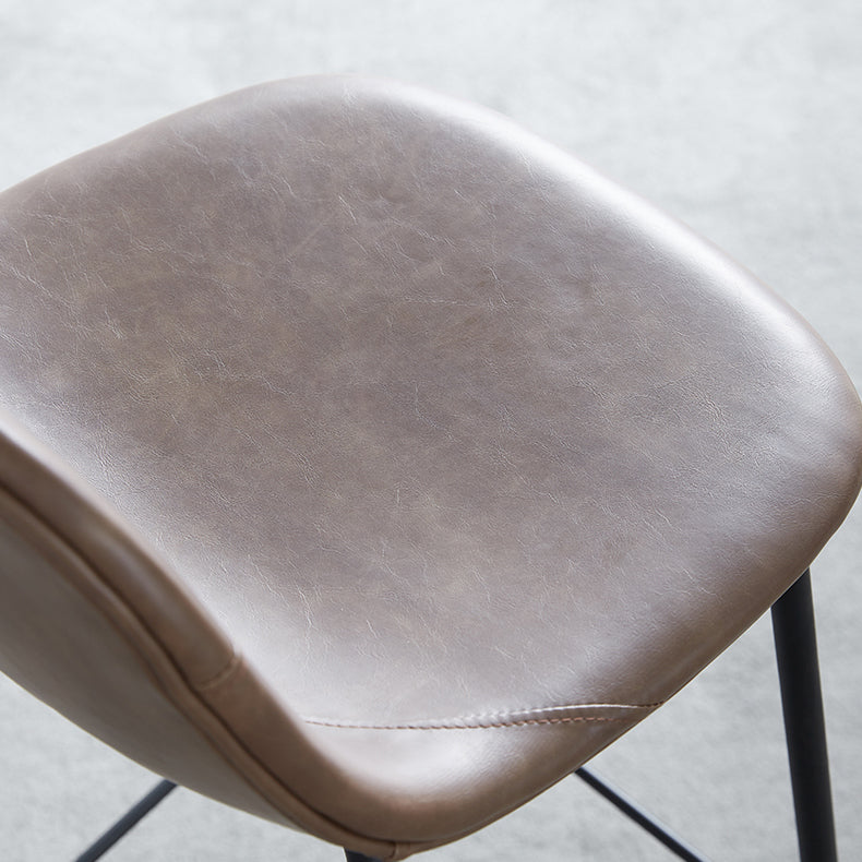 Modern Style Armless Counter Stool Faux Leather Low Back Bar Stool for Indoor