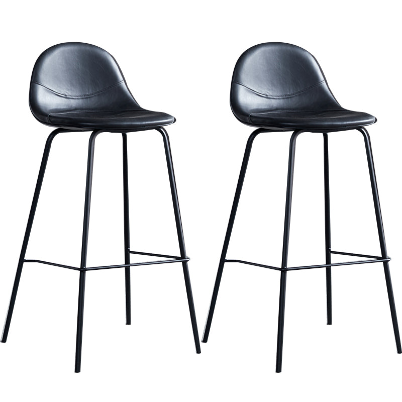 Modern Style Armless Counter Stool Faux Leather Low Back Bar Stool for Indoor