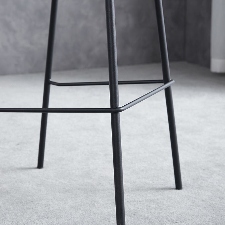 Modern Style Armless Counter Stool Faux Leather Low Back Bar Stool for Indoor