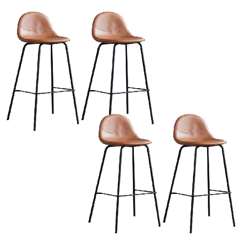 Modern Style Armless Counter Stool Faux Leather Low Back Bar Stool for Indoor