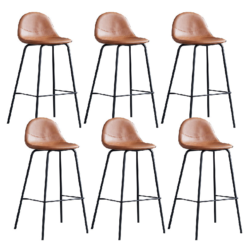 Modern Style Armless Counter Stool Faux Leather Low Back Bar Stool for Indoor
