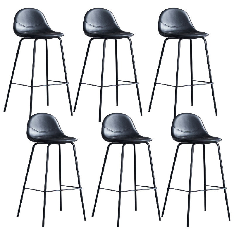 Modern Style Armless Counter Stool Faux Leather Low Back Bar Stool for Indoor