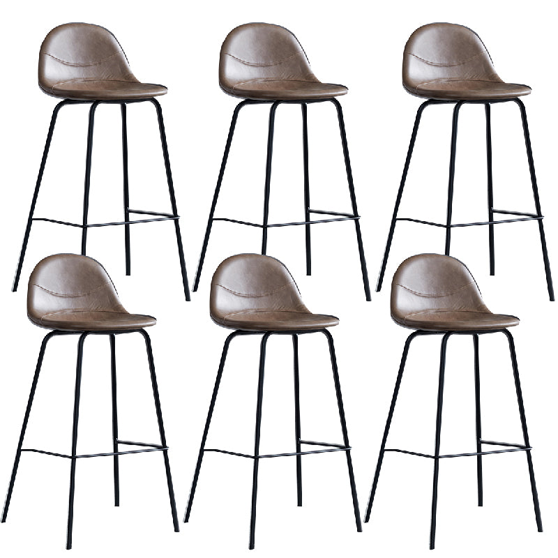 Modern Style Armless Counter Stool Faux Leather Low Back Bar Stool for Indoor