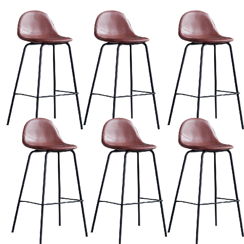 Modern Style Armless Counter Stool Faux Leather Low Back Bar Stool for Indoor