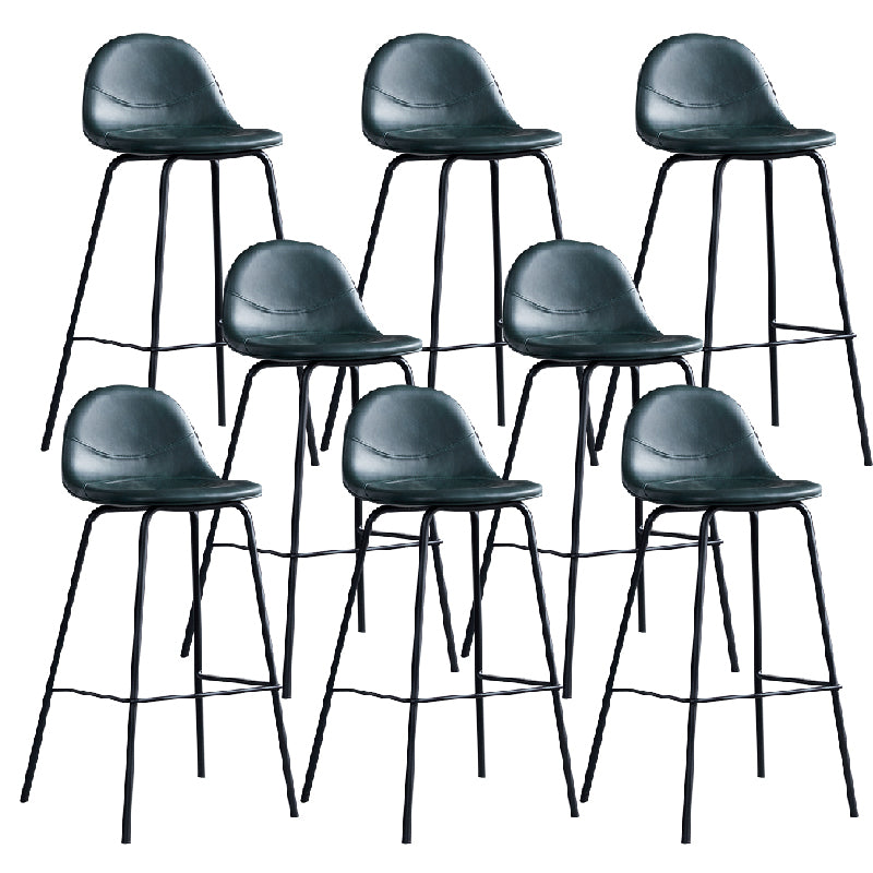 Modern Style Armless Counter Stool Faux Leather Low Back Bar Stool for Indoor
