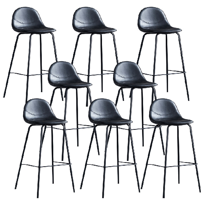 Modern Style Armless Counter Stool Faux Leather Low Back Bar Stool for Indoor