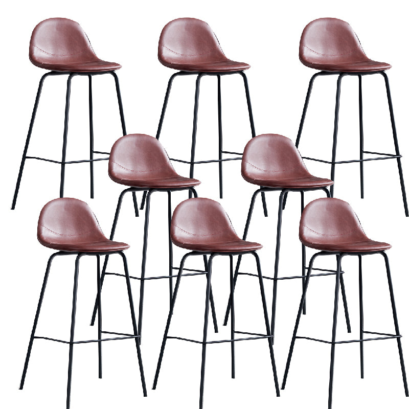Modern Style Armless Counter Stool Faux Leather Low Back Bar Stool for Indoor
