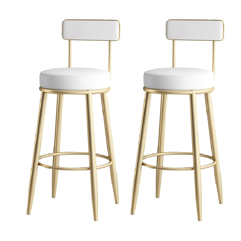 Contemporary Style Armless Counter Stool Faux Leather Low Back Bar Stool