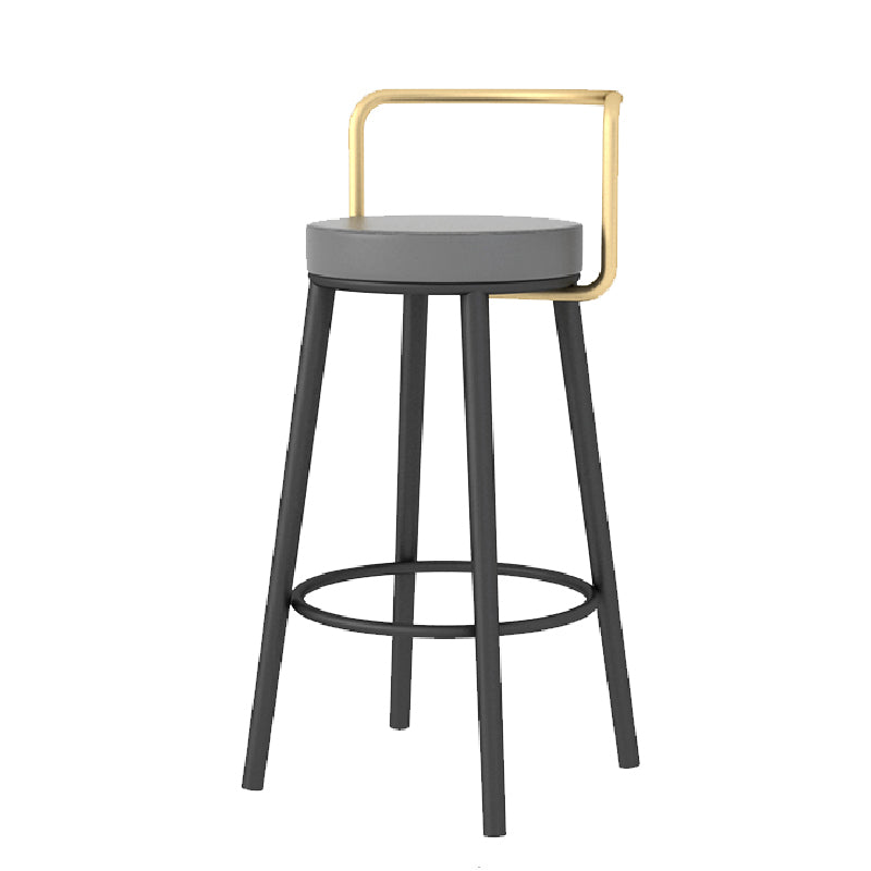 Glam Style Armless Counter Stool Faux Leather Round Bar Stool