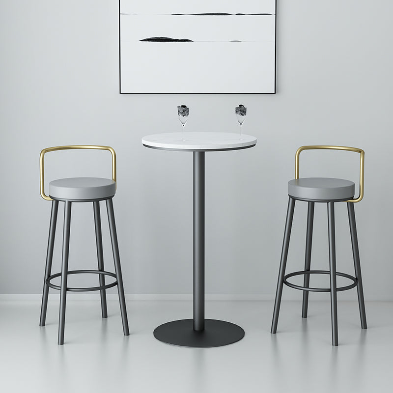 Glam Style Armless Counter Stool Faux Leather Round Bar Stool