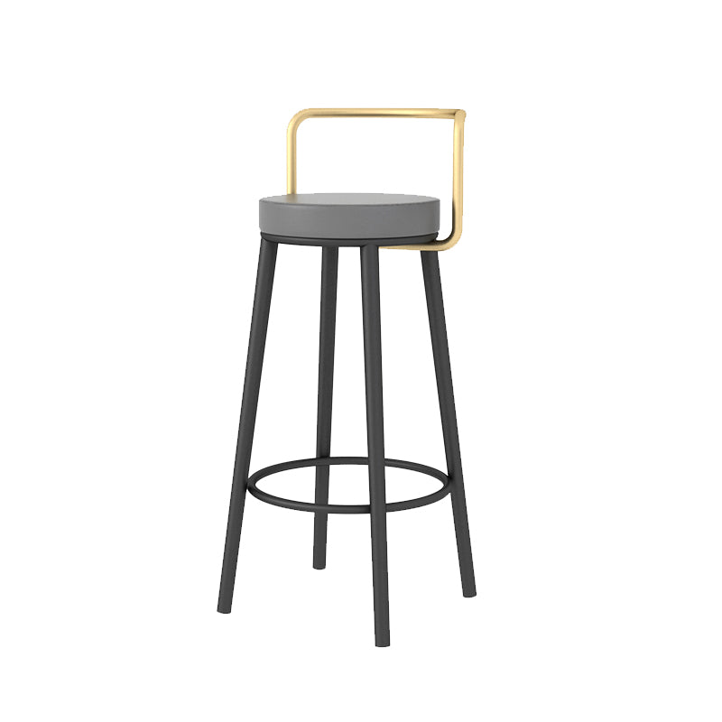 Glam Style Armless Counter Stool Faux Leather Round Bar Stool