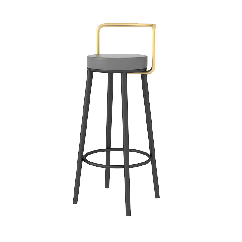 Glam Style Armless Counter Stool Faux Leather Round Bar Stool