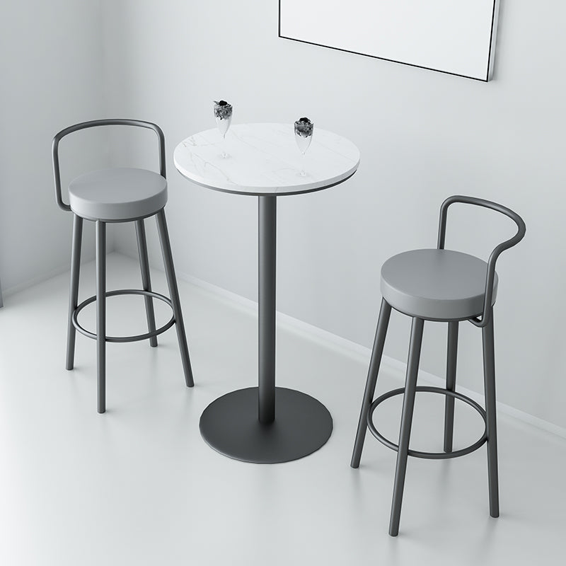 Glam Style Armless Counter Stool Faux Leather Round Bar Stool