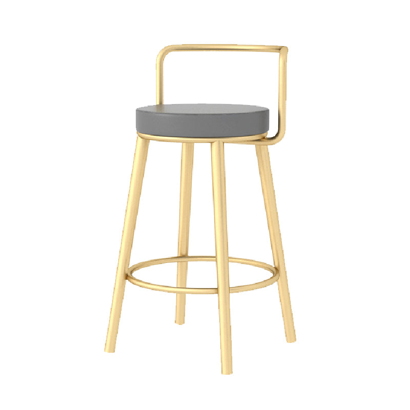 Glam Style Armless Counter Stool Faux Leather Round Bar Stool