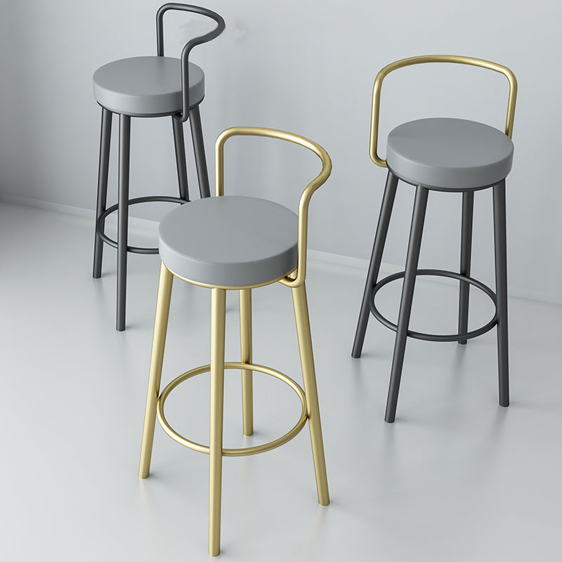 Glam Style Armless Counter Stool Faux Leather Round Bar Stool