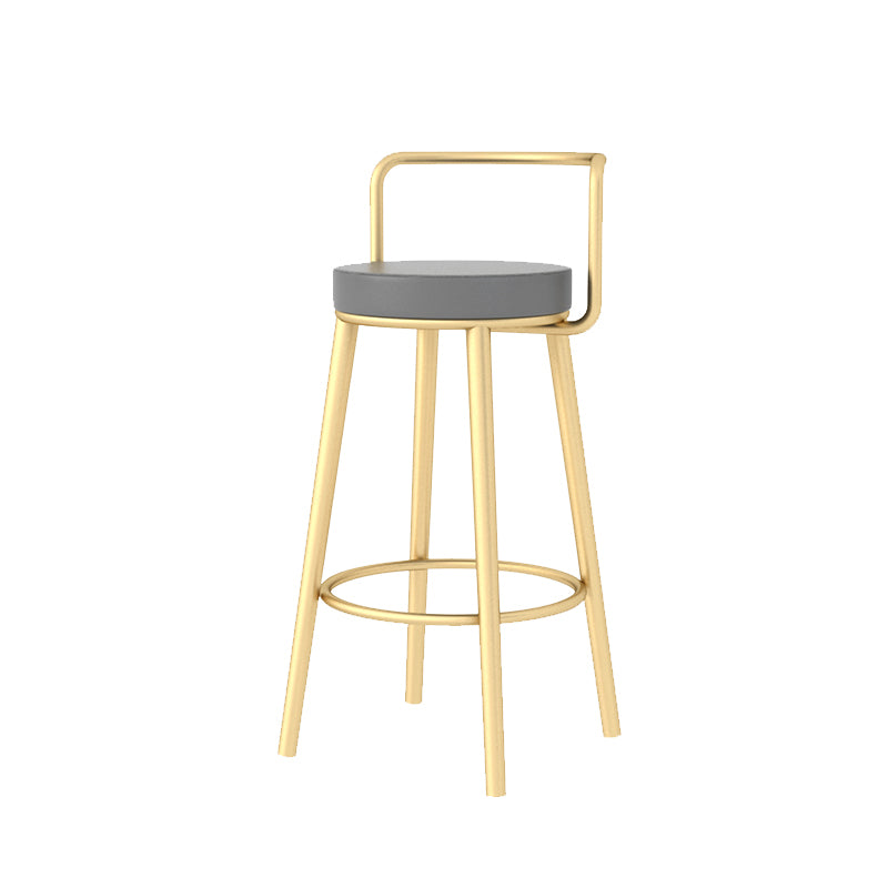 Glam Style Armless Counter Stool Faux Leather Round Bar Stool