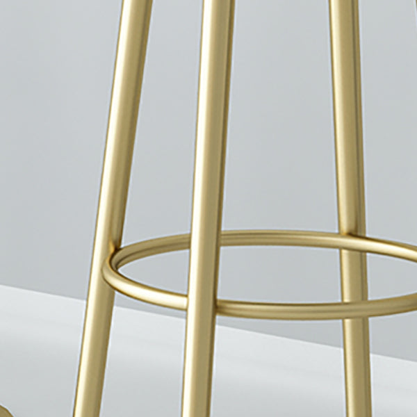 Glam Style Armless Counter Stool Faux Leather Round Bar Stool