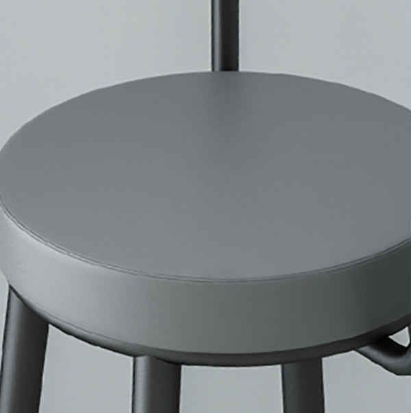 Glam Style Armless Counter Stool Faux Leather Round Bar Stool