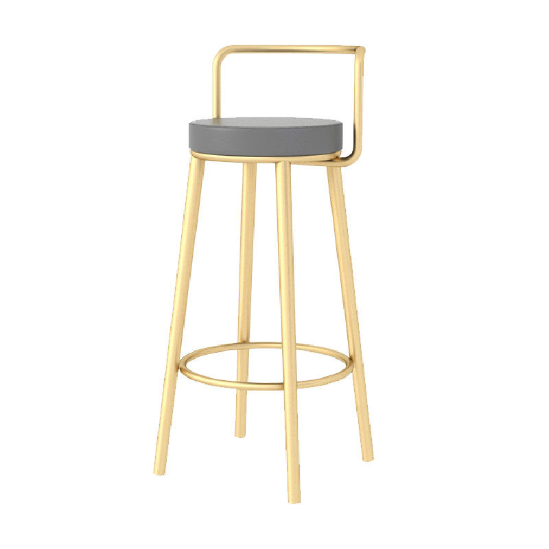 Glam Style Armless Counter Stool Faux Leather Round Bar Stool