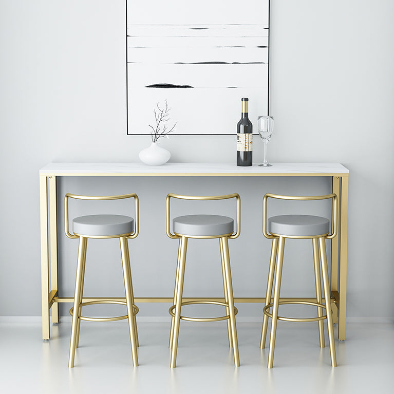 Glam Style Armless Counter Stool Faux Leather Round Bar Stool