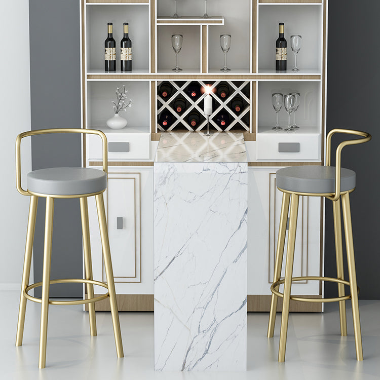 Glam Style Armless Counter Stool Faux Leather Round Bar Stool