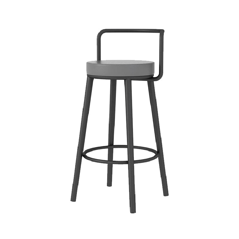 Glam Style Armless Counter Stool Faux Leather Round Bar Stool